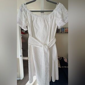 Lilly Pulitzer White Off-the-Shoulder Flutter Sleeve Sundress